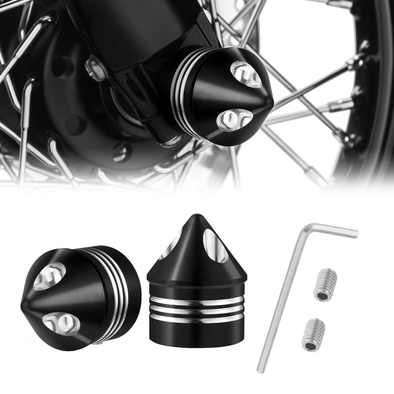 PBYMT Black Front Axle Nut Cover Cap CNC Aluminum Compatible for Harley Davidson Softail Touring Road King Street Glide Electra Glide Iron 883 Fat Boy 2002-2024 - Image 1